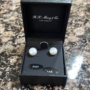 R.H. Macy & Co. White Pearl Earrings